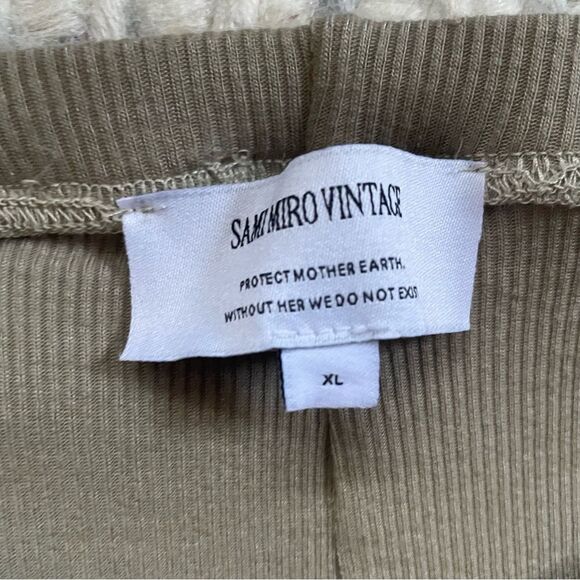 NWOT Sami Miro Vintage Asymmetric Pants in Taupe Rib XL - Picture 3 of 6